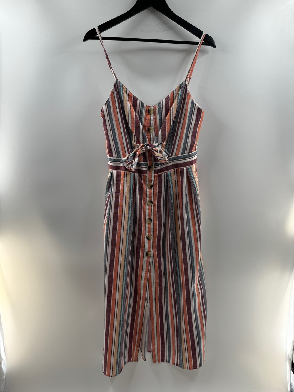 Style House Striped Tie Front Midi Dress – Women’s Large